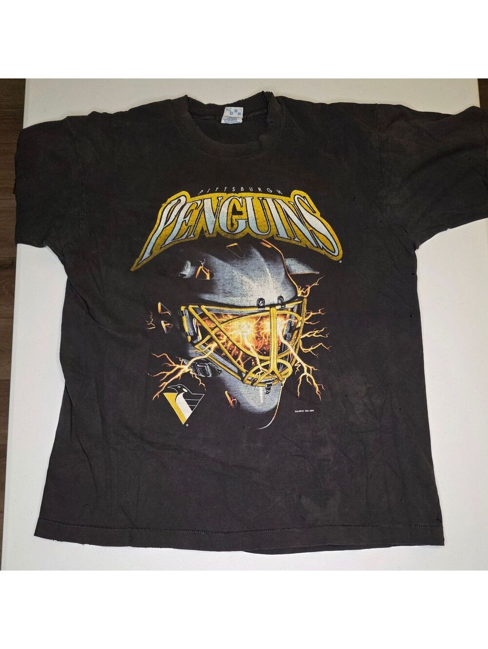 1994 MLH Pittsburgh Penguins Lightning Helmet Tee